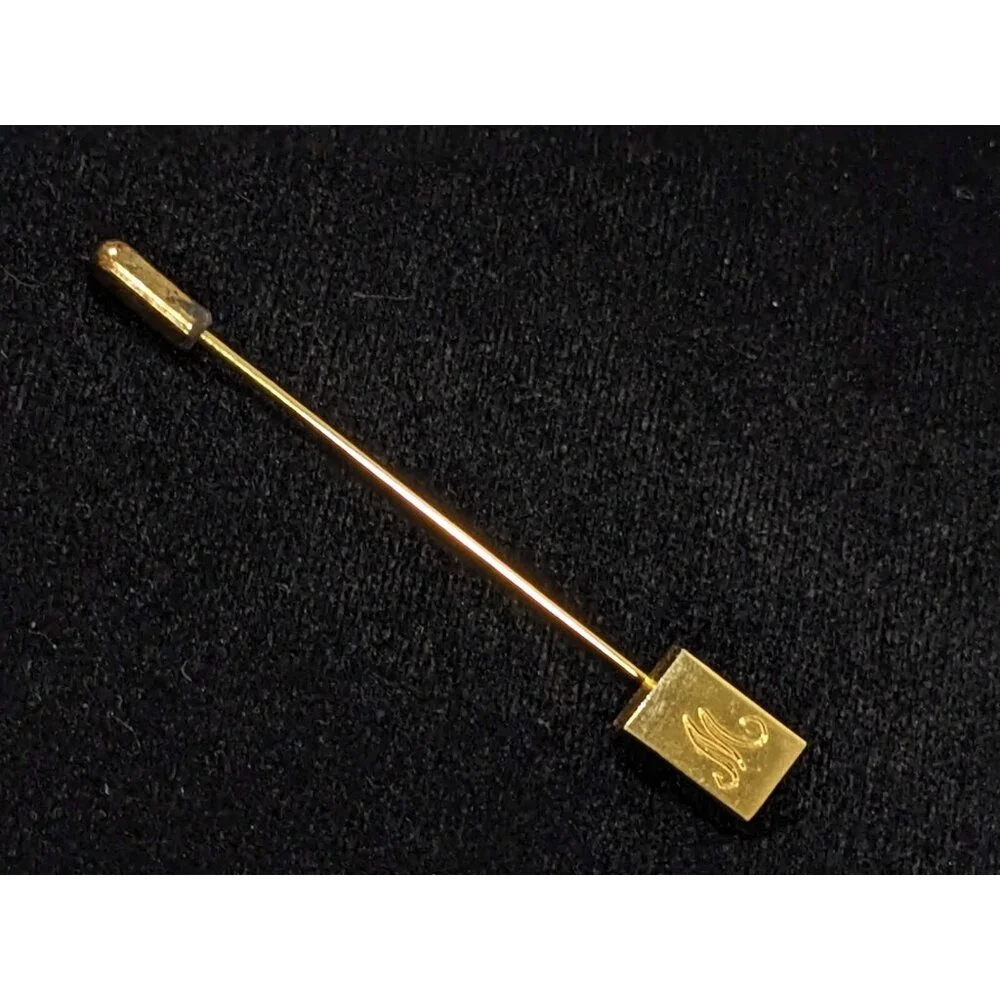 Vintage‎ Gold Tone Initial Letter W Rectangle Stick Pin